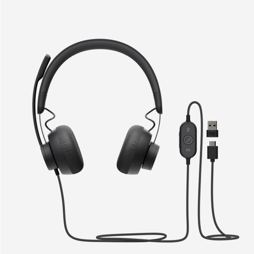 NWT Black Logitech Wired Headset with Mouthpiece